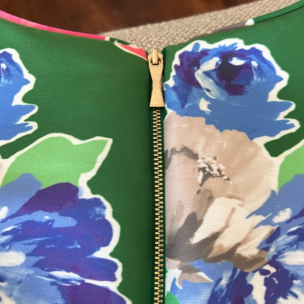 Kate Spade Green Floral Cocktail Dress Sz 2 - Picture 6 of 7